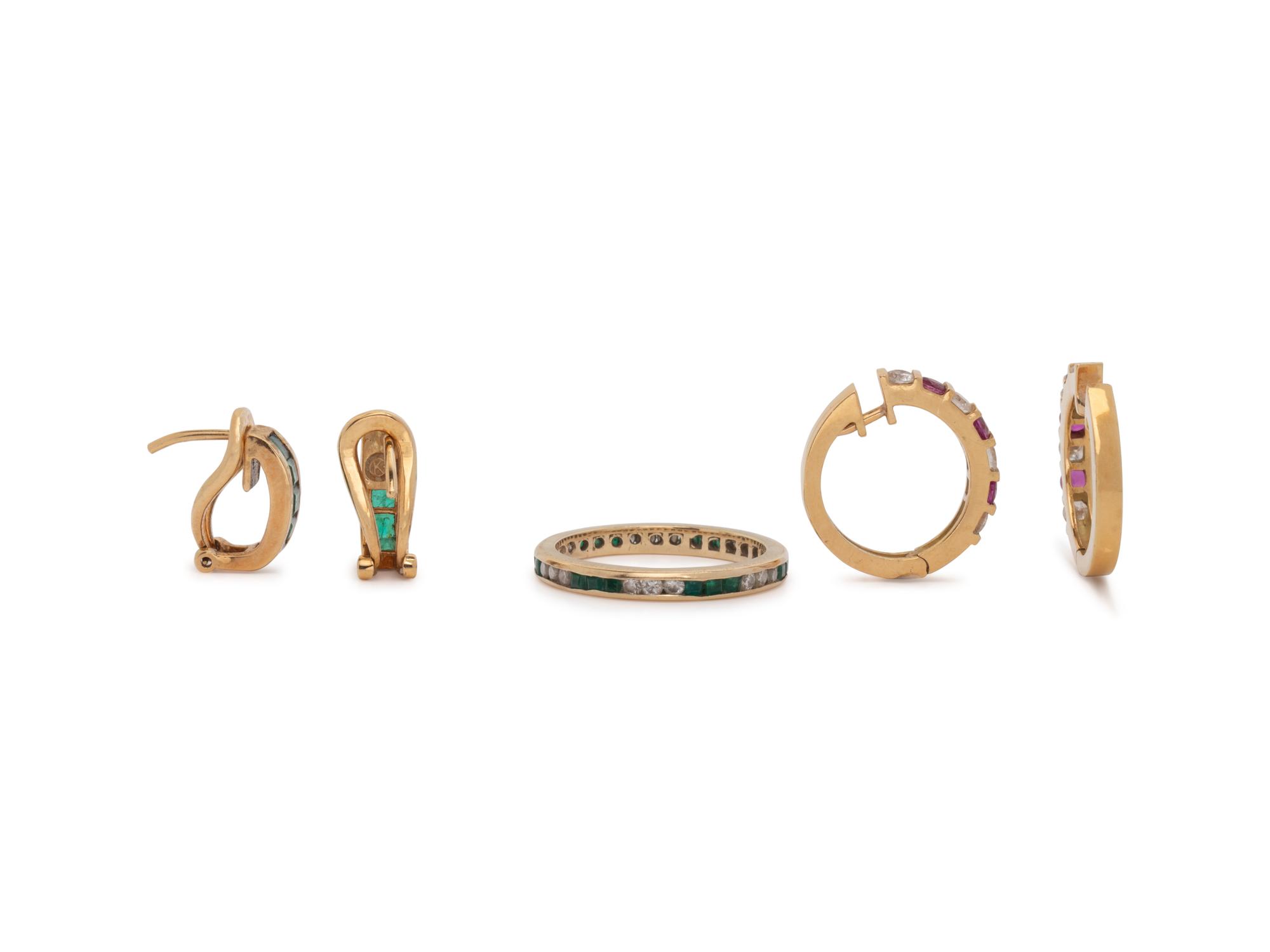 COLLECTION OF YELLOW GOLD AND MULTIGEM JEWELRY