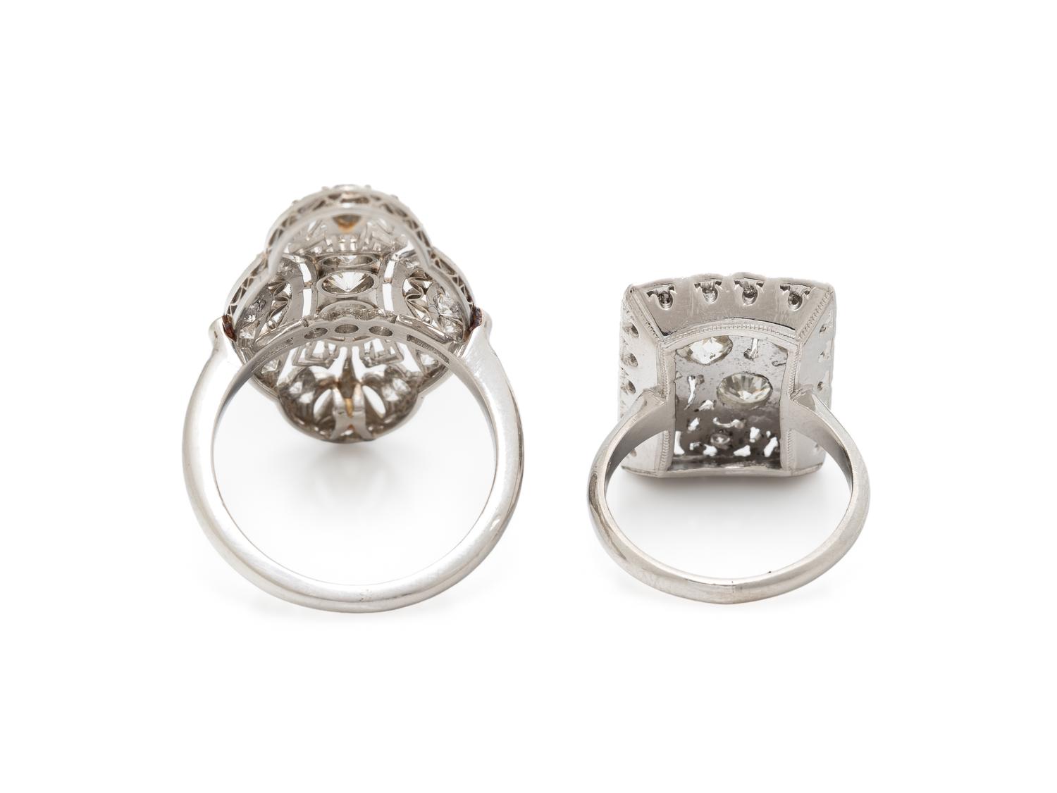 TWO DIAMOND AND PLATINUM RINGS