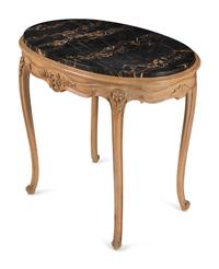 A Louis XV Style Cerused and Marble-Top Side Table