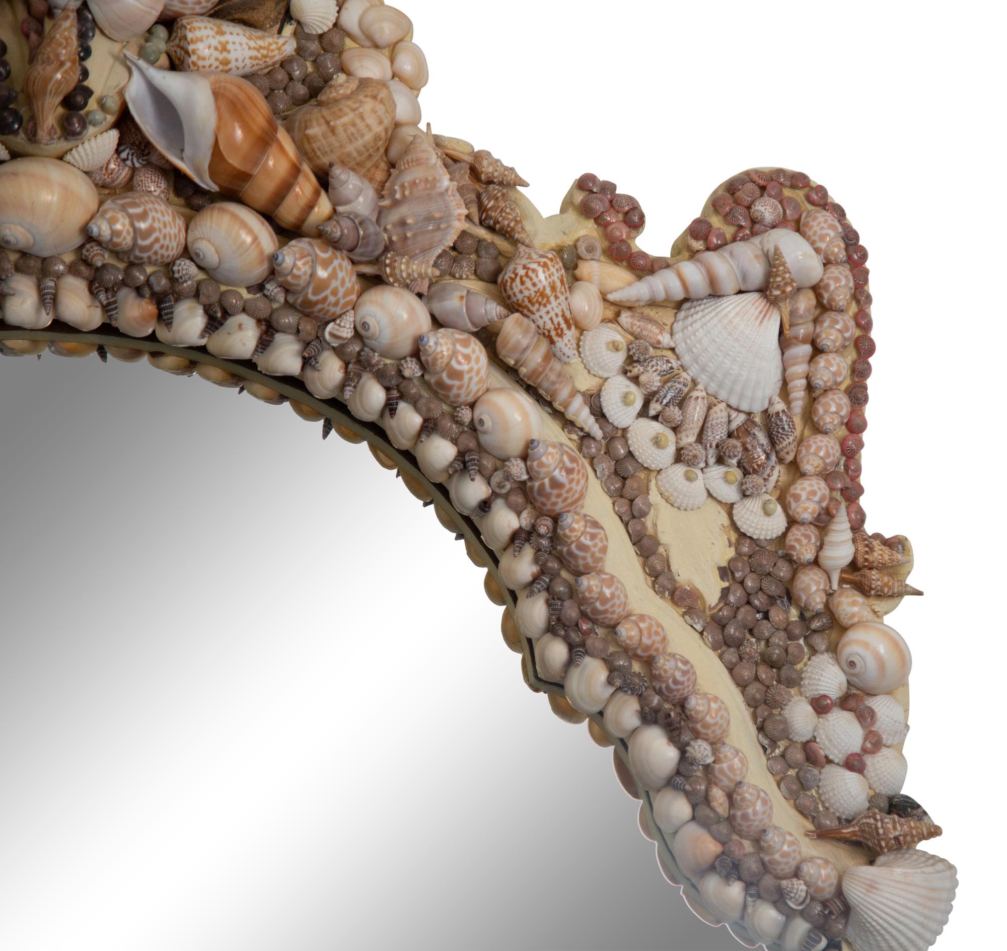 A French Shell Encrusted Framed Mirror — 20th Century