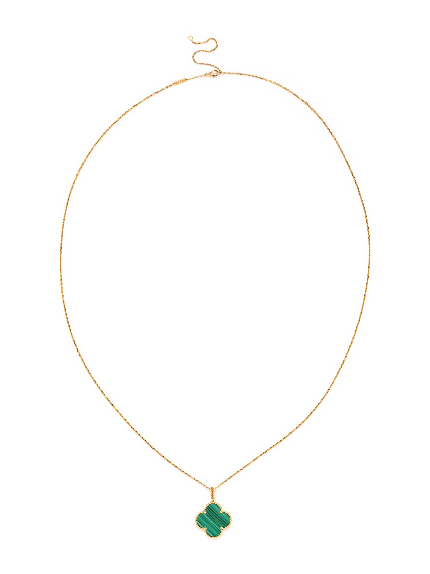 VAN CLEEF & ARPELS, YELLOW GOLD AND MALACHITE 'MAGIC ALHAMBRA' LONGCHAIN NECKLACE