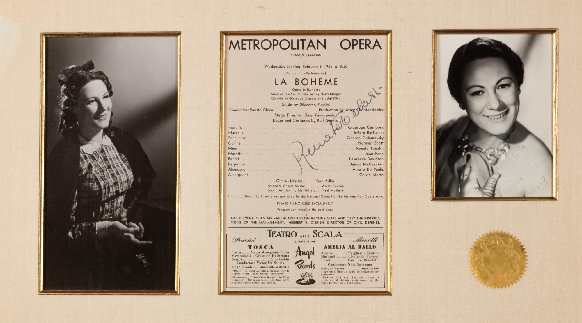 [20TH-CENTURY OPERA SINGERS]. A group of 7 photographs of opera singers from the 1950s-1960s, most signed, comprising images of: