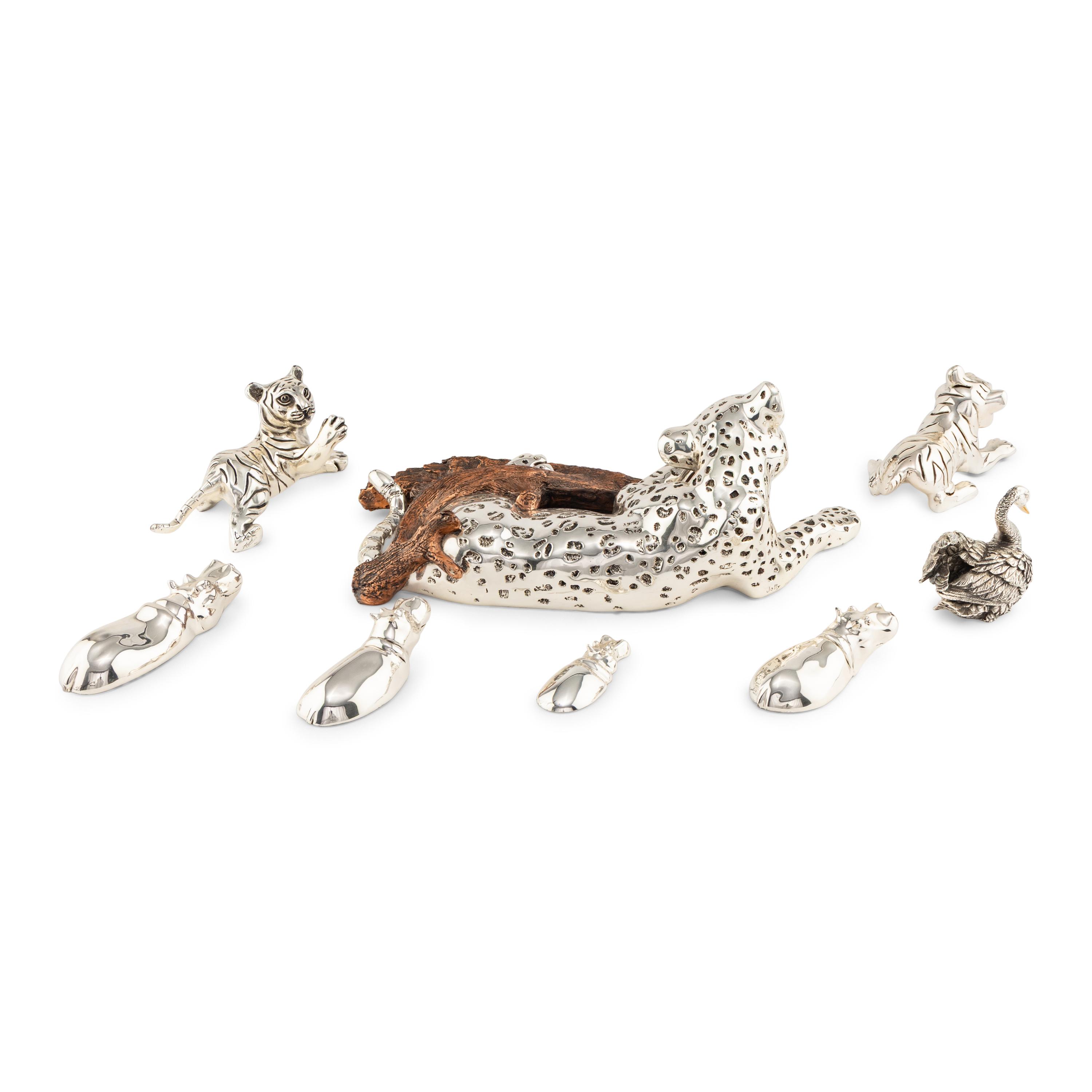 A Group of Eight D'Argenta Silver-Plate Animal Figures