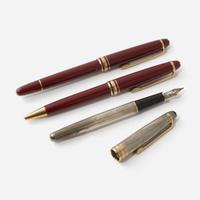 A Collection of Montblanc Pens and Lalique Desk Set Montblanc, Lalique