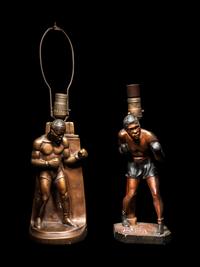 A Group of Two Vintage Joe Louis Figural Lamps,