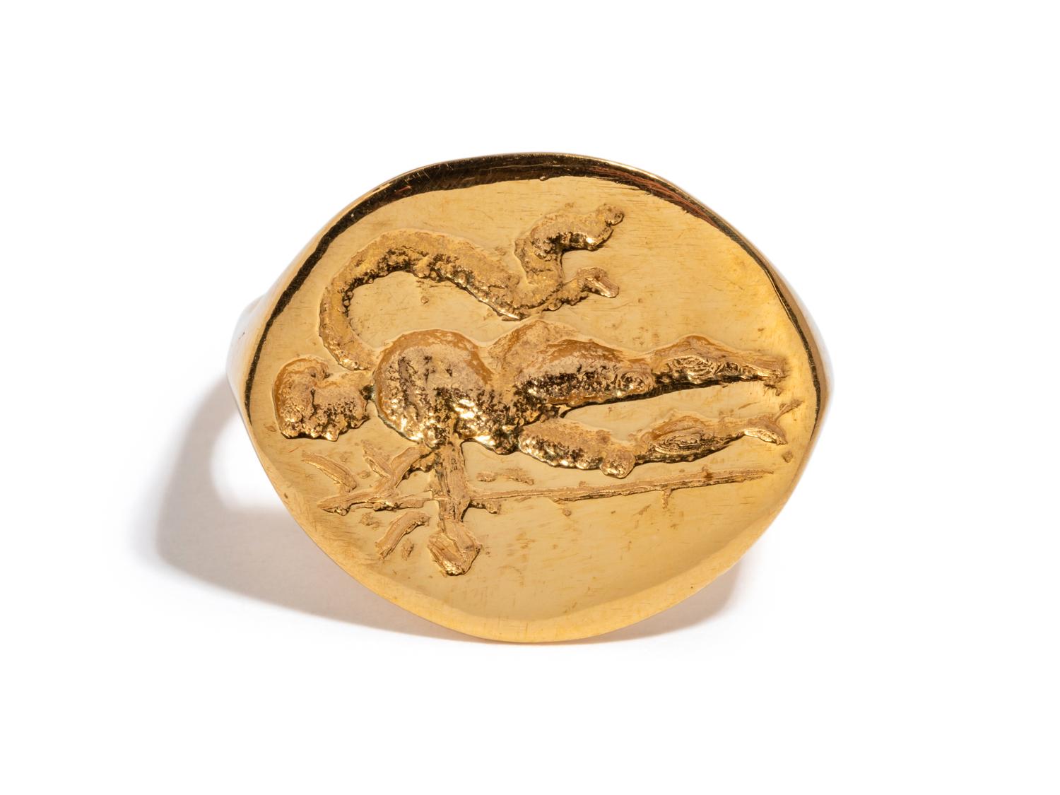 A Greek Style Gold Finger Ring with the Greek God Dionysos
