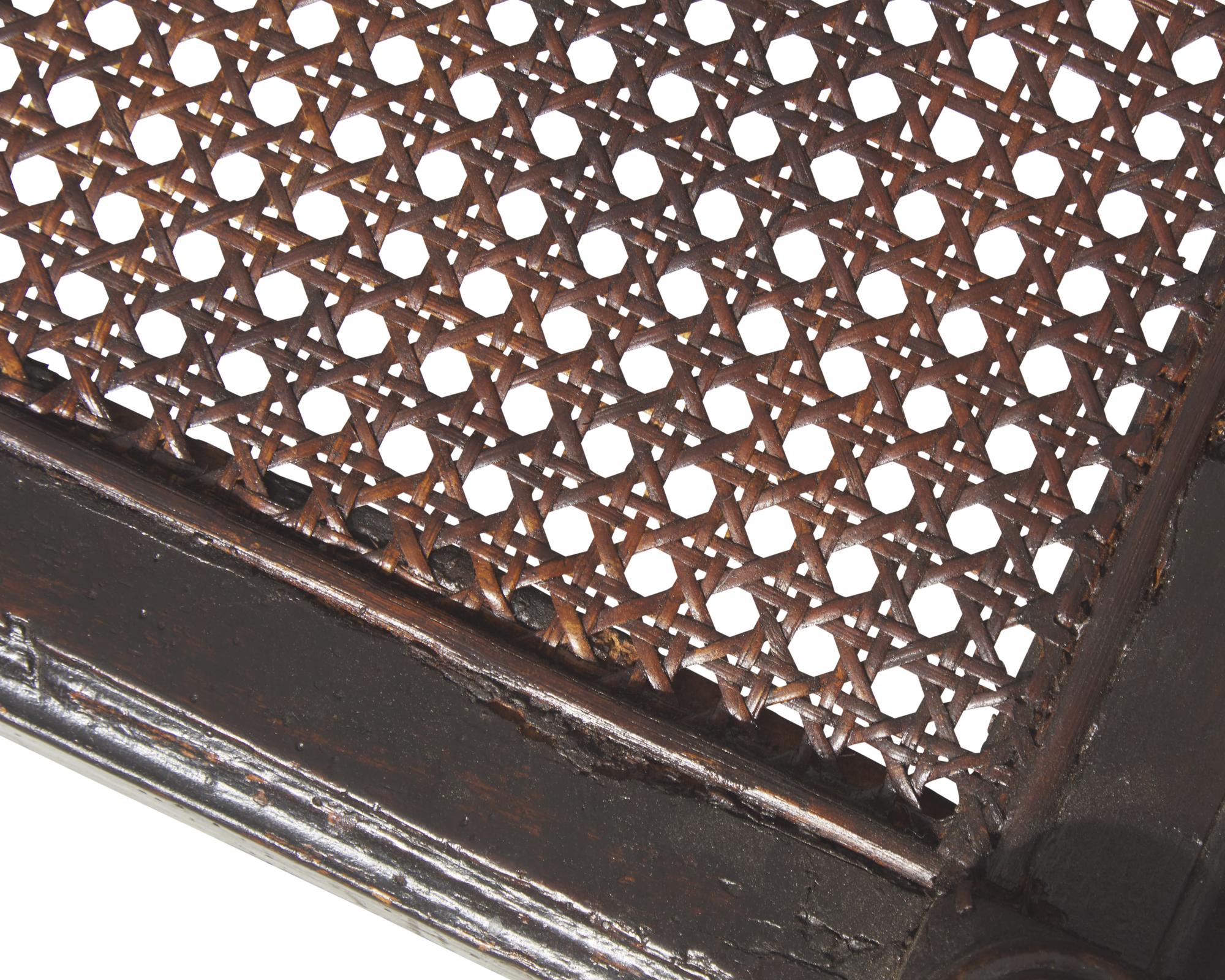 A Charles II Carved and Caned Walnut Bench, Late 17th Century
