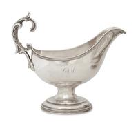 A Pair of American Silver Gravy Boats and a Silver Butter Dish — New York, 19th Century