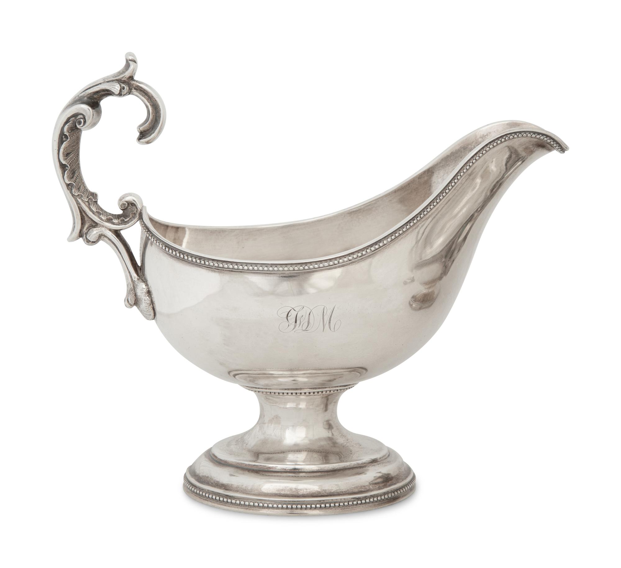 A Pair of American Silver Gravy Boats and a Silver Butter Dish — New York, 19th Century