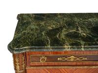 A Pair of French Empire Style Beside Cabinets with Verde Indio Marble Tops