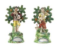 Two Staffordshire Bocage Figural Groups Height 5 5/8 inches. — JOHN WALTON, EARLY 19TH CENTURY