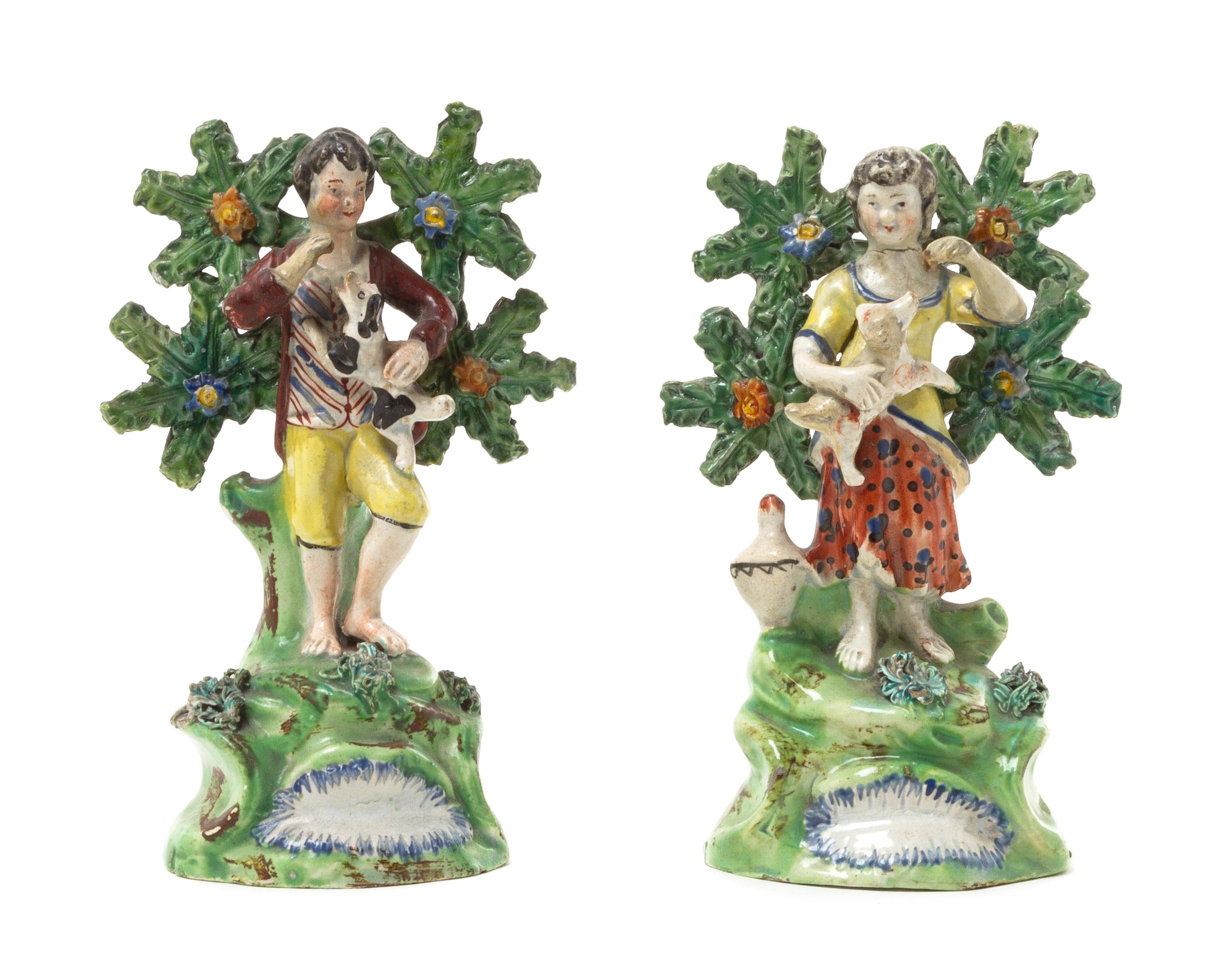 Two Staffordshire Bocage Figural Groups Height 5 5/8 inches. — JOHN WALTON, EARLY 19TH CENTURY