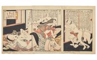A Group of Japanese Woodblock Shunga Prints, 19th Century