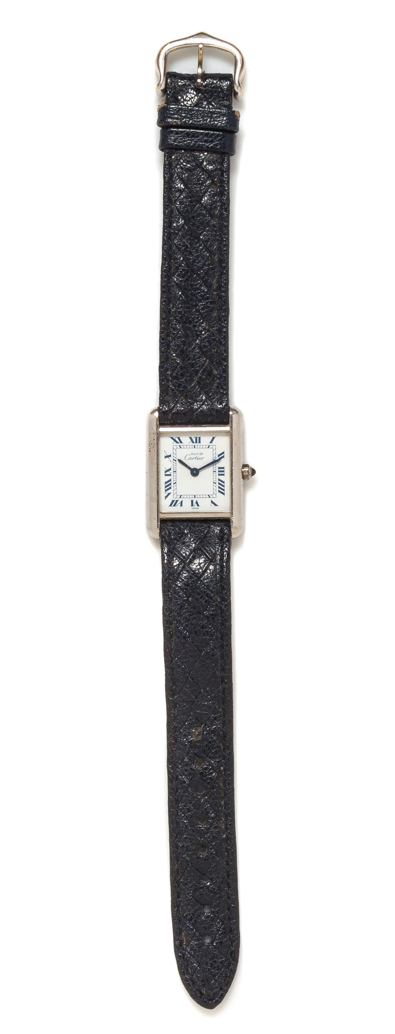 A Sterling Silver "Tank" Wristwatch, Must de Cartier,