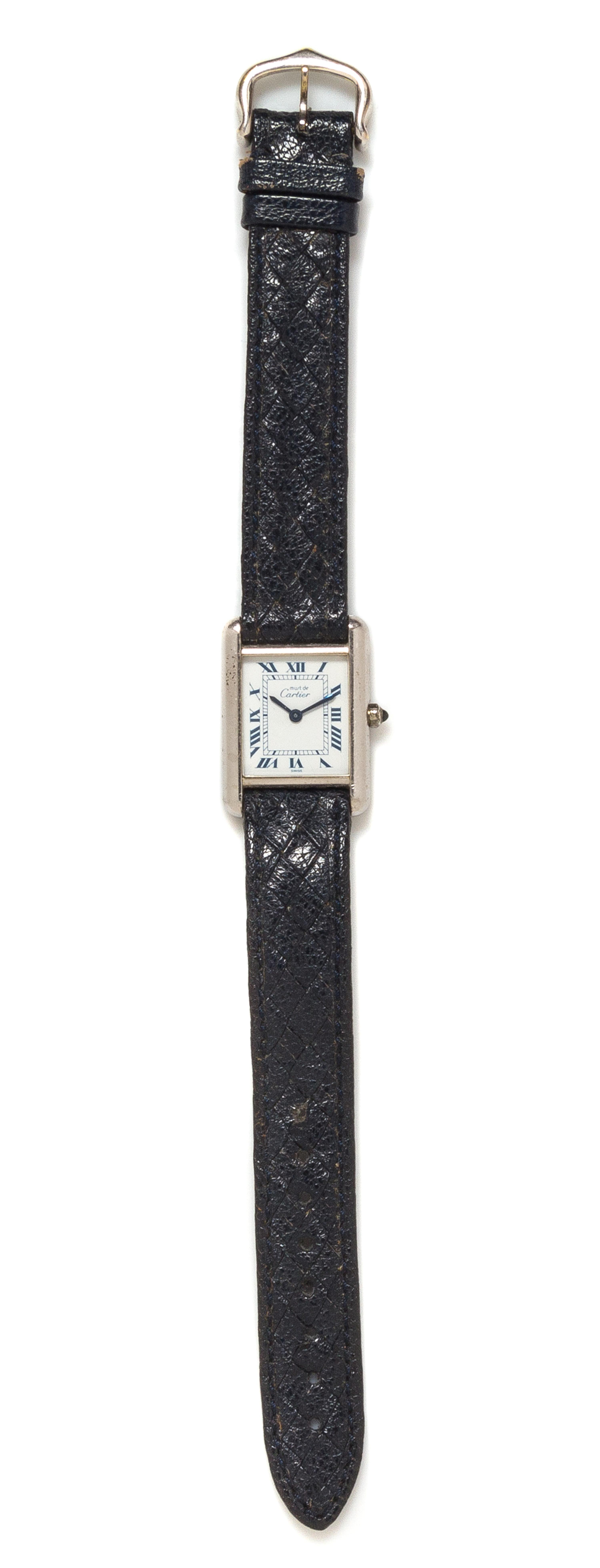 A Sterling Silver "Tank" Wristwatch, Must de Cartier,