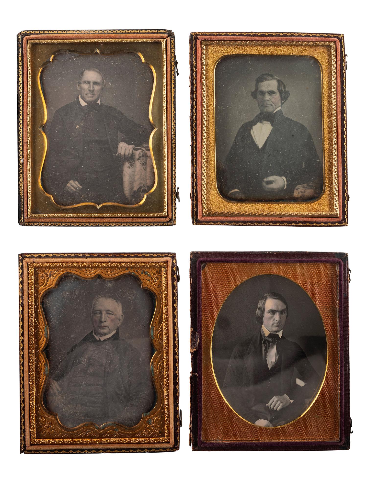 [EARLY PHOTOGRAPHY]. A group of 15 daguerreotypes of distinguished gentlemen of varying ages, including: