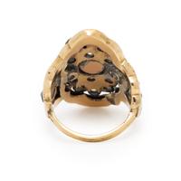 ANTIQUE, DIAMOND, ENAMEL, AND YELLOW GOLD RING
