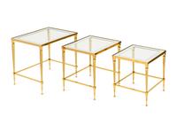 A Set of Three Gilt Metal and Glass Nesting Tables