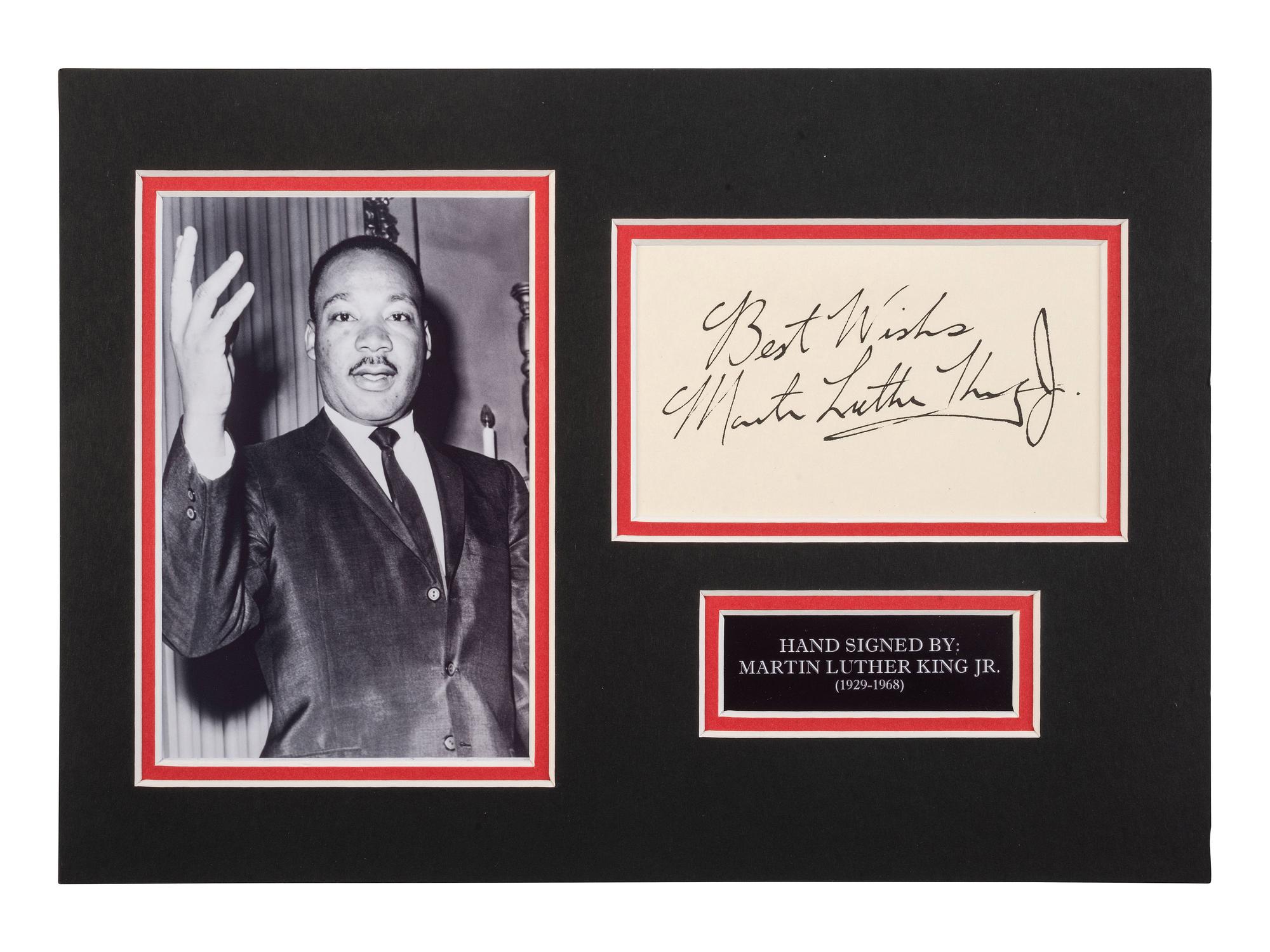 KING, Martin Luther, Jr. (1929-1968), and KING, Martin Luther, III (b. 1957). A group of 2 signatures.