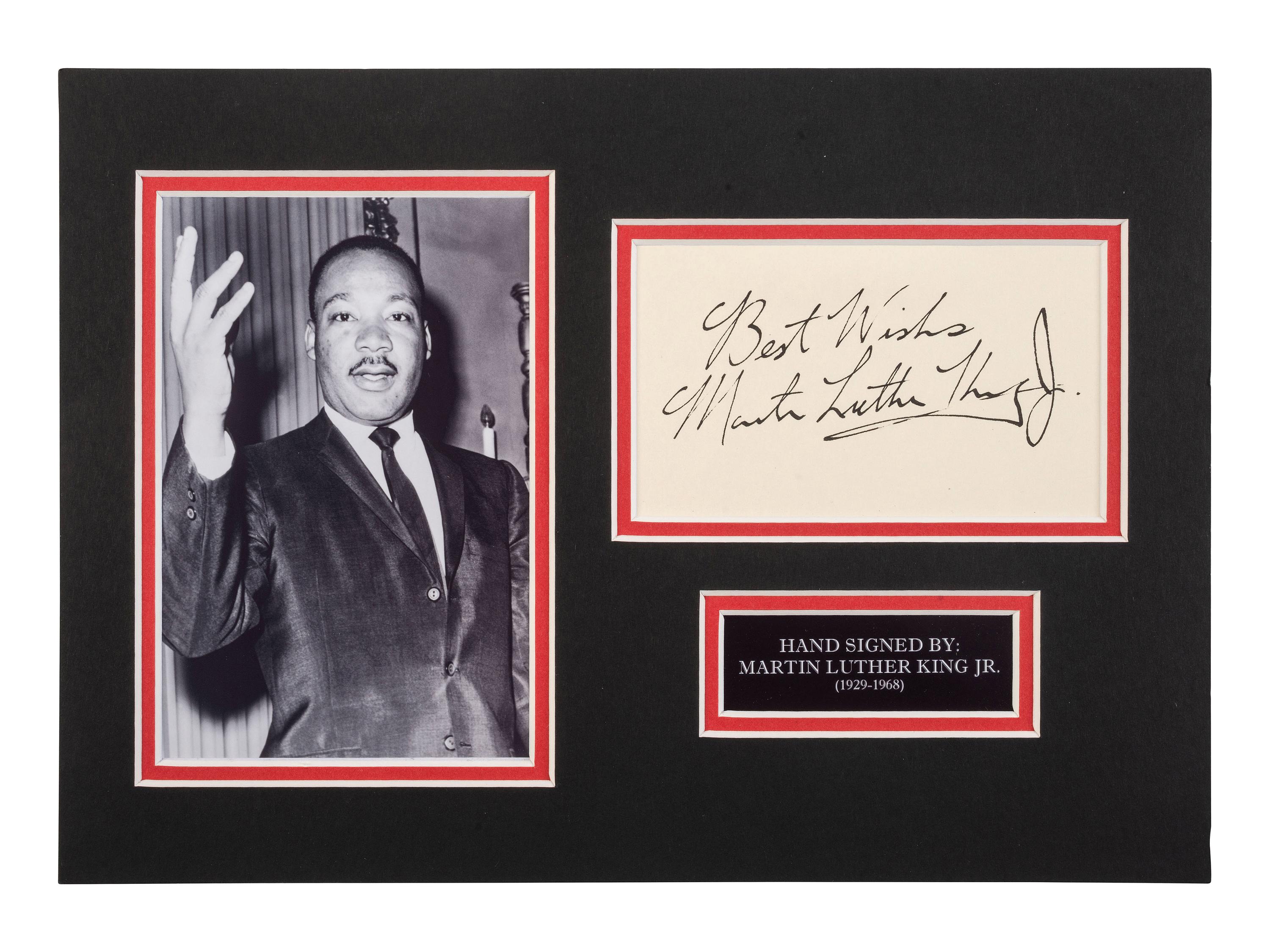 KING, Martin Luther, Jr. (1929-1968), and KING, Martin Luther, III (b. 1957). A group of 2 signatures.