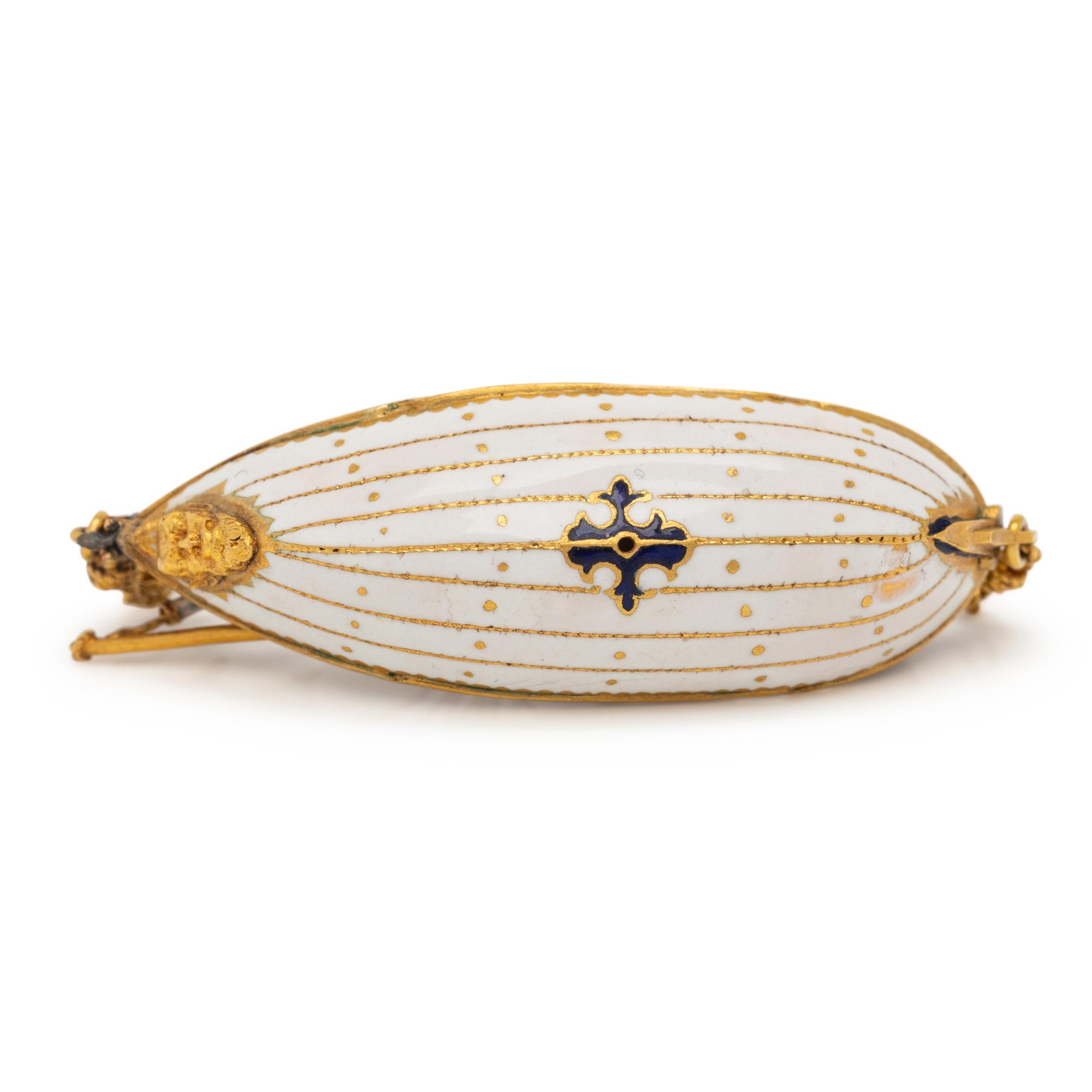 RENAISSANCE, YELLOW GOLD AND POLYCHROME ENAMEL SHIP PENDANT
