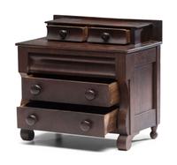 A Diminutive American Empire Mahogany Chest of Drawers