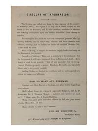 [ENSLAVEMENT & ABOLITION]. Circular of Information for the New England Freedmen's Aid Society. Boston, MA, 2 December 1865.