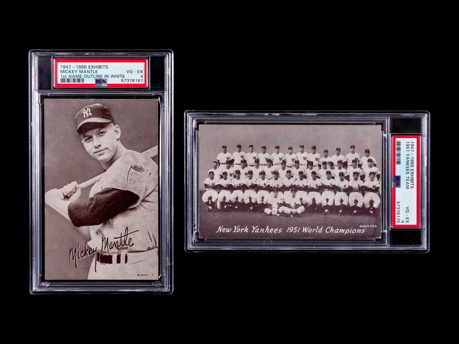 A Group of 1947-1966 Exhibit PSA Graded Baseball Cards Including Mickey Mantle,