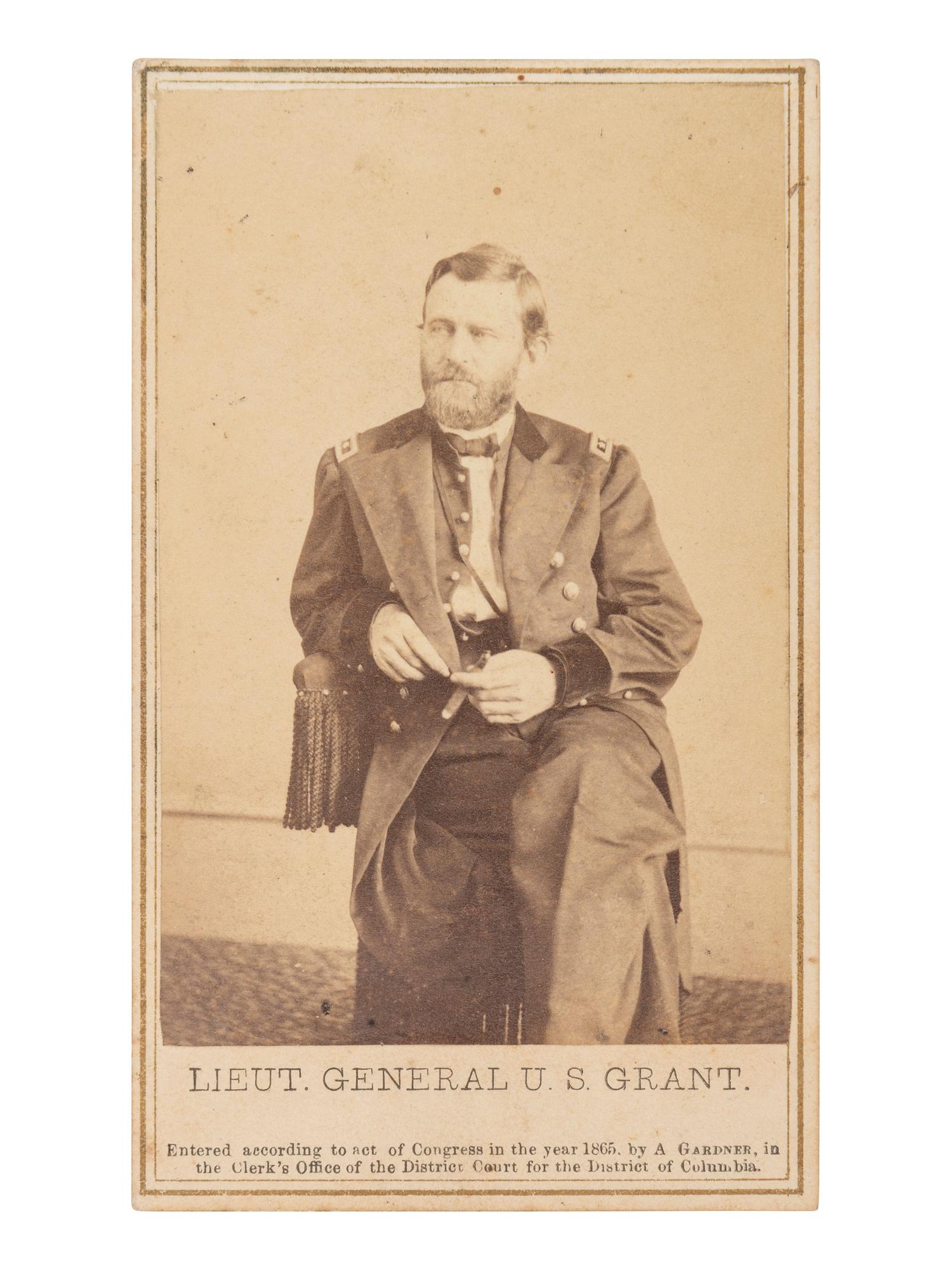 [CIVIL WAR]. GARDNER, Alexander (1821-1882), photographer. CDV of Ulysses S. Grant. Washington, DC, 1865.