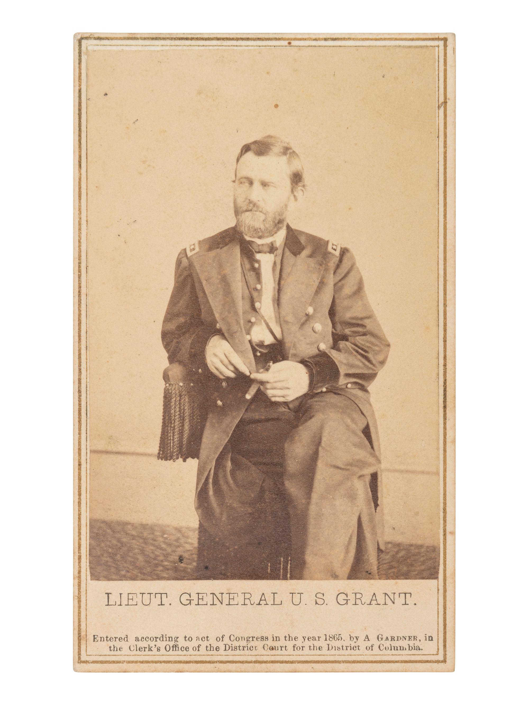 [CIVIL WAR]. GARDNER, Alexander (1821-1882), photographer. CDV of Ulysses S. Grant. Washington, DC, 1865.