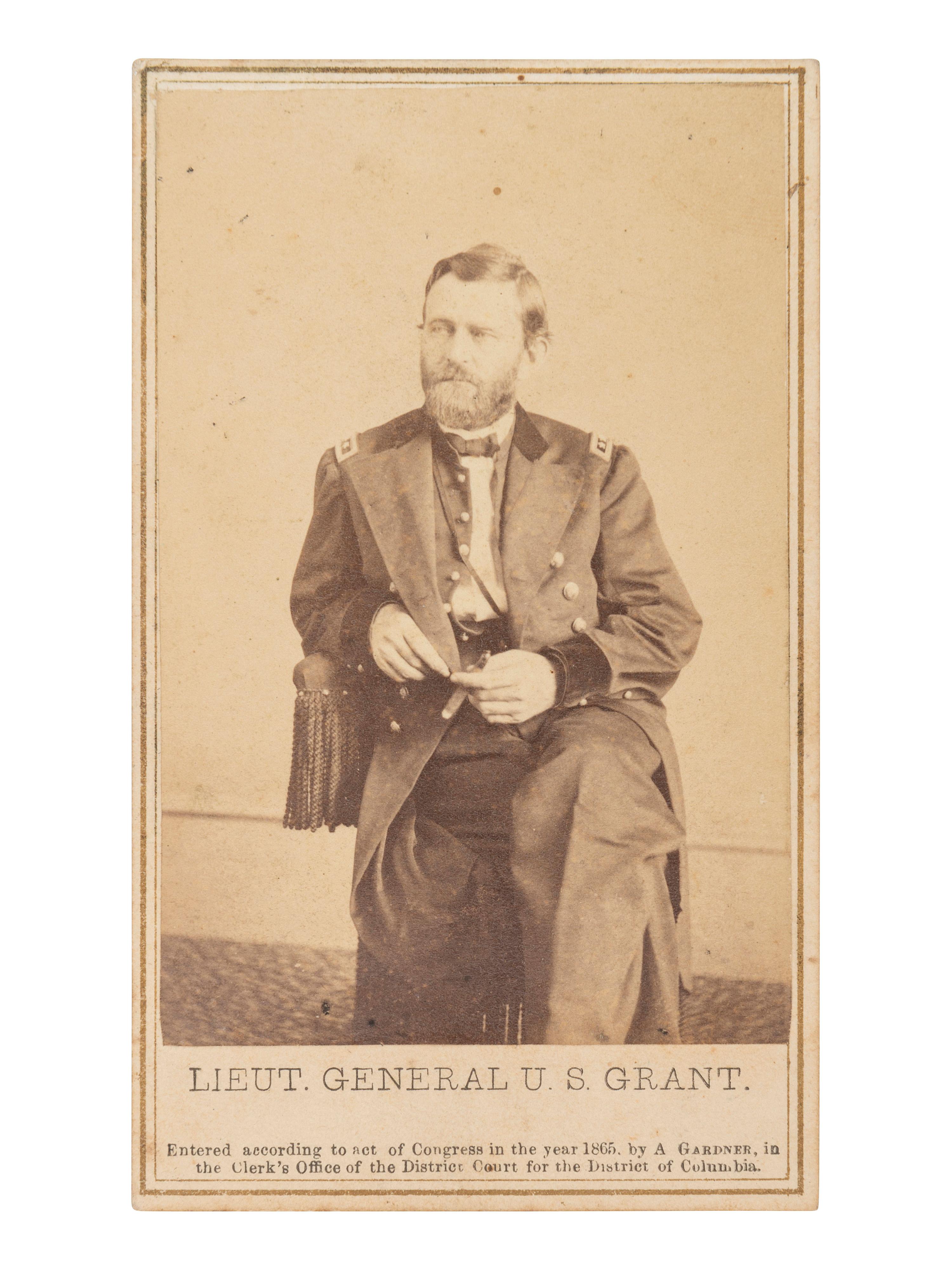 [CIVIL WAR]. GARDNER, Alexander (1821-1882), photographer. CDV of Ulysses S. Grant. Washington, DC, 1865.