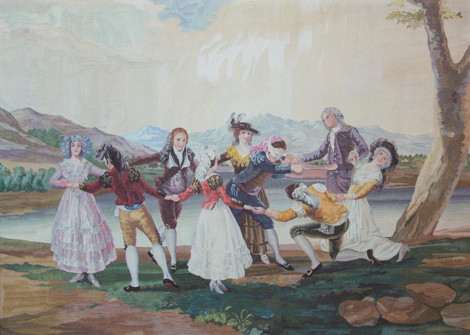 A French Wool Tapestry Blind Man's Bluff