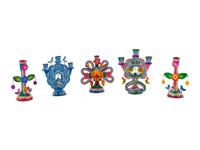 A Collection of Mexican Pottery Candelabra