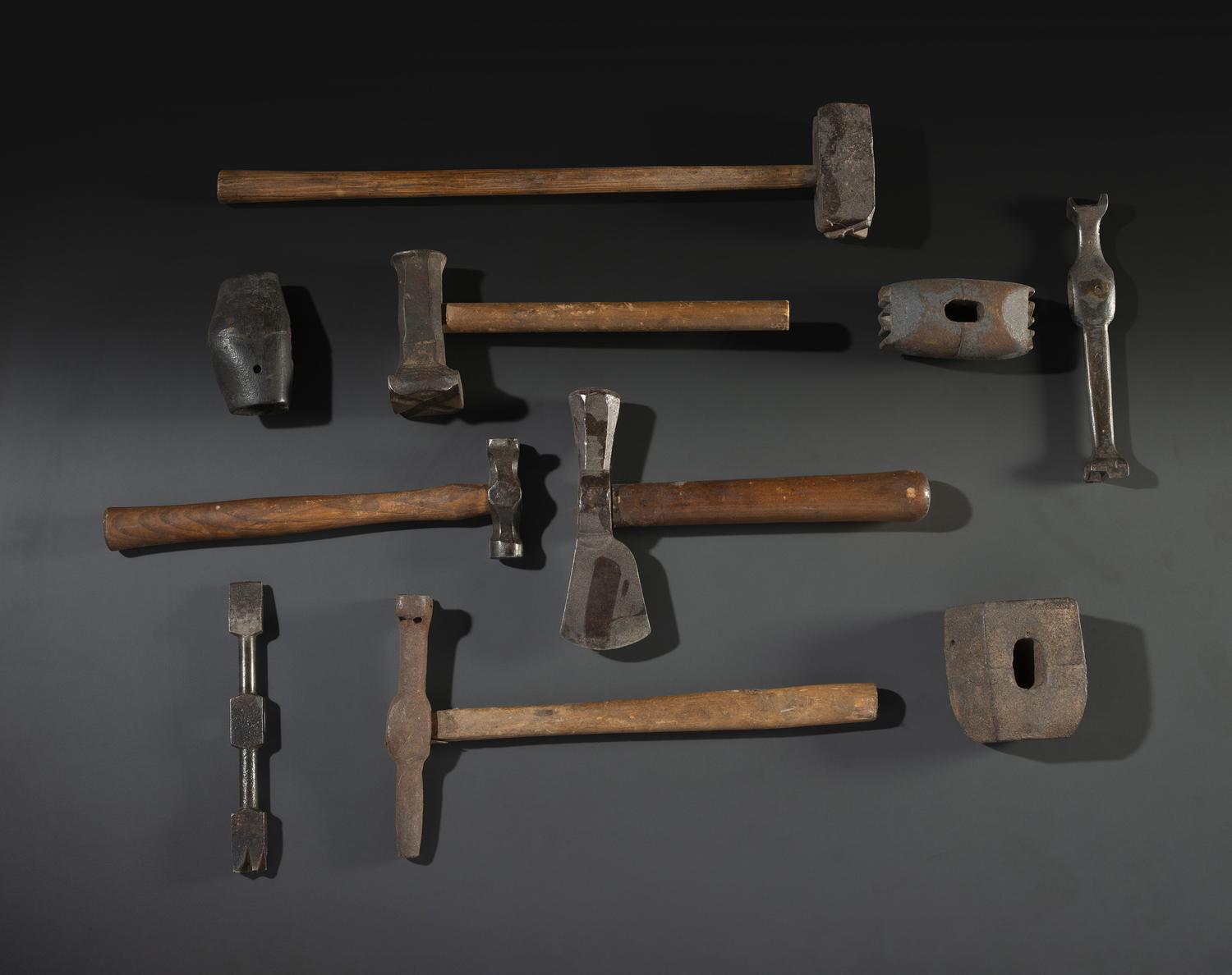 Ten Cast Iron Logging Stamps and Hammers