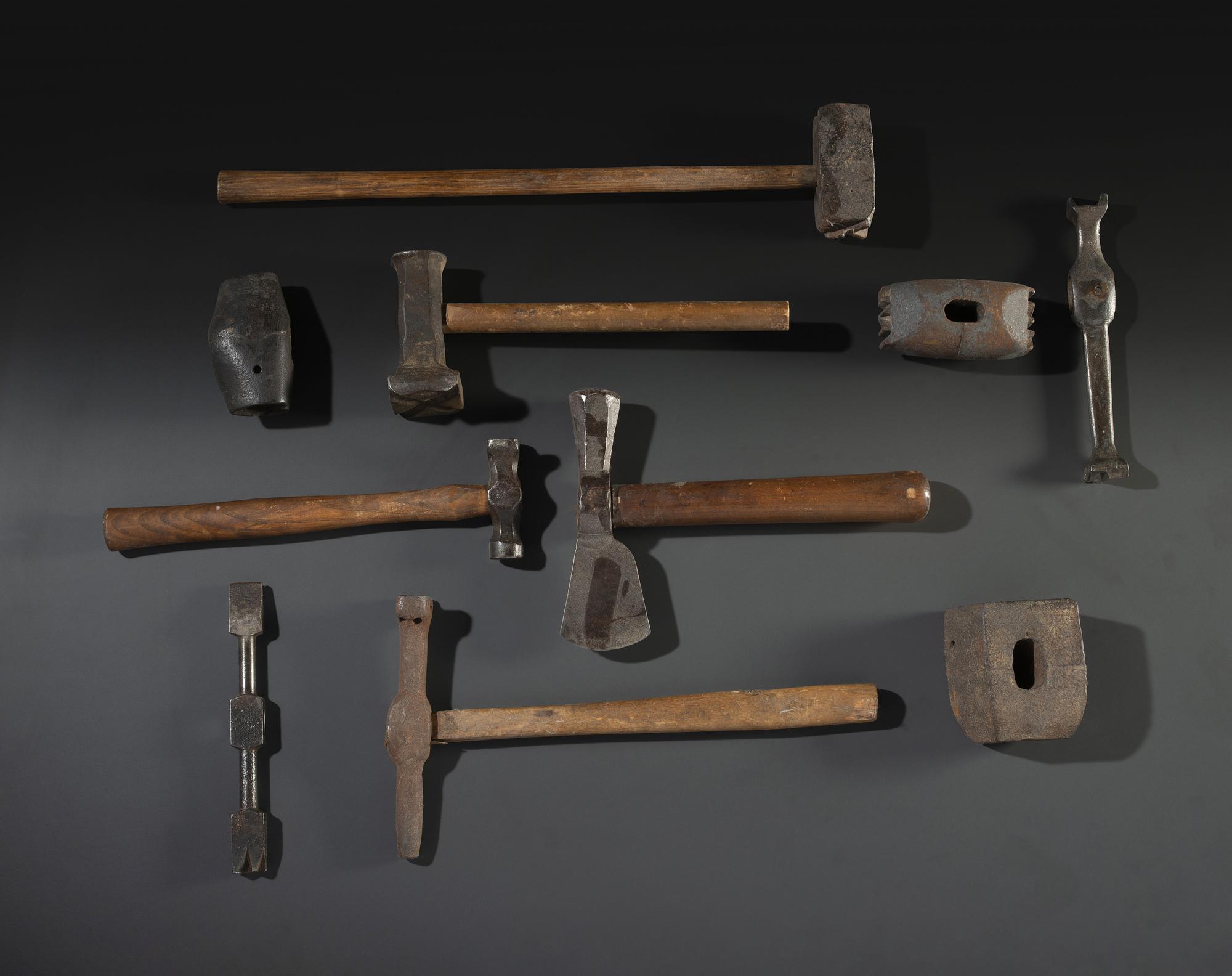 Ten Cast Iron Logging Stamps and Hammers