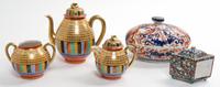 A Group of Five Japanese Porcelain Articles Length of largest 9 inches.