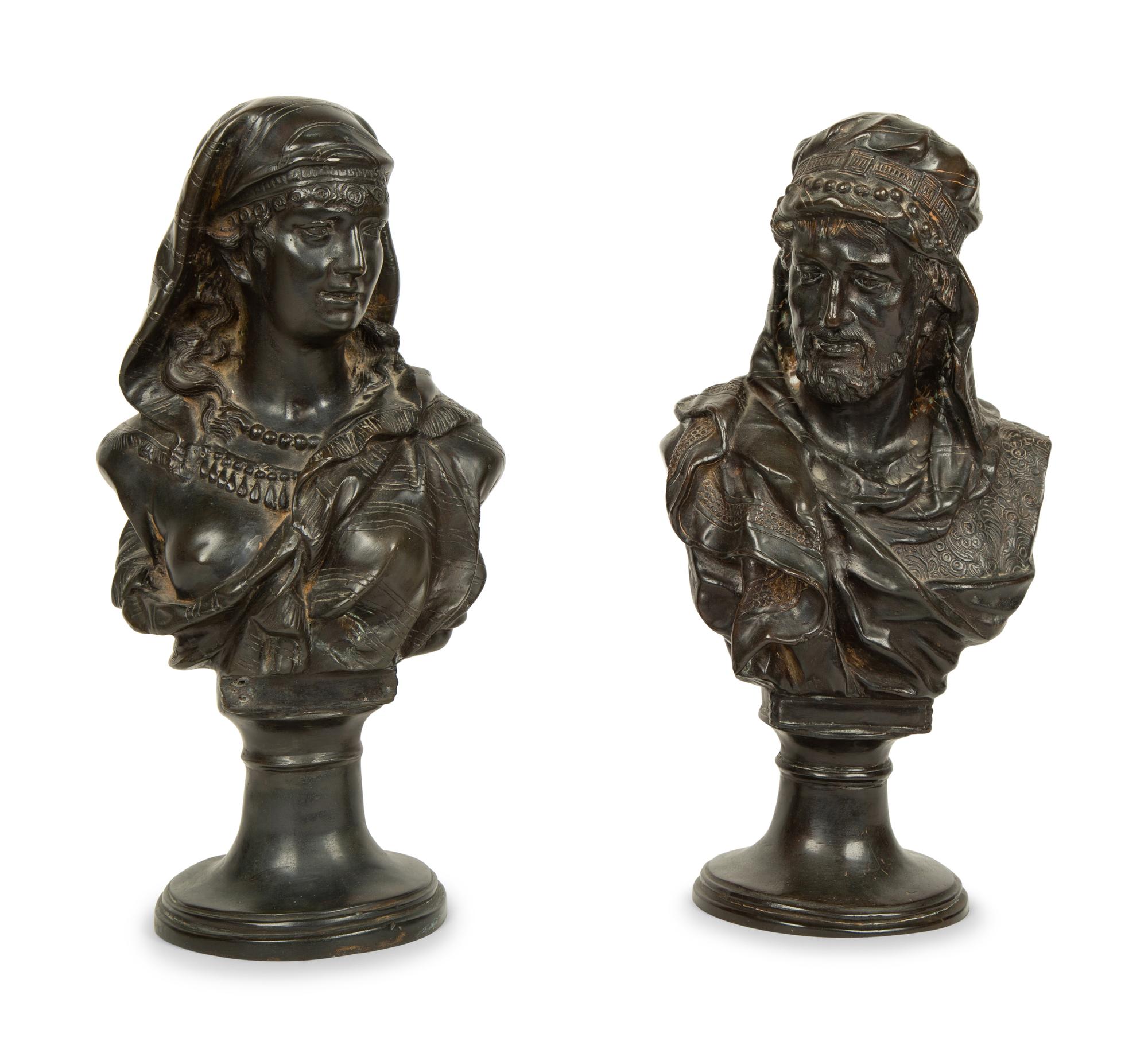 A Pair of Continental Cast Metal Busts — LATE 19TH/EARLY 20TH CENTURY