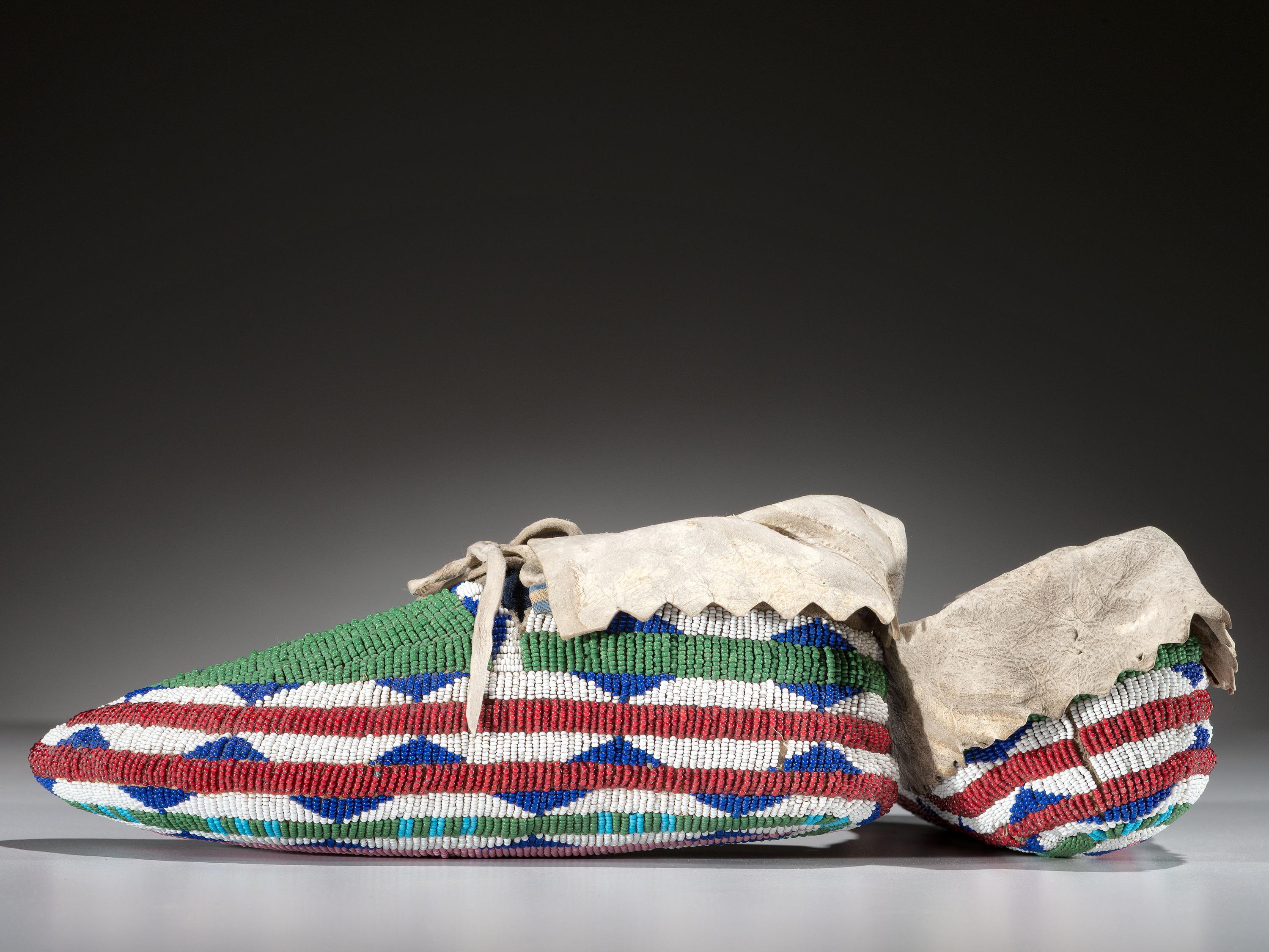Sioux Fully Beaded Hide Moccasins