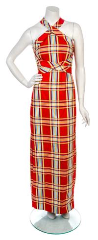 A Donald Brooks Red Plaid Cotton Dress,