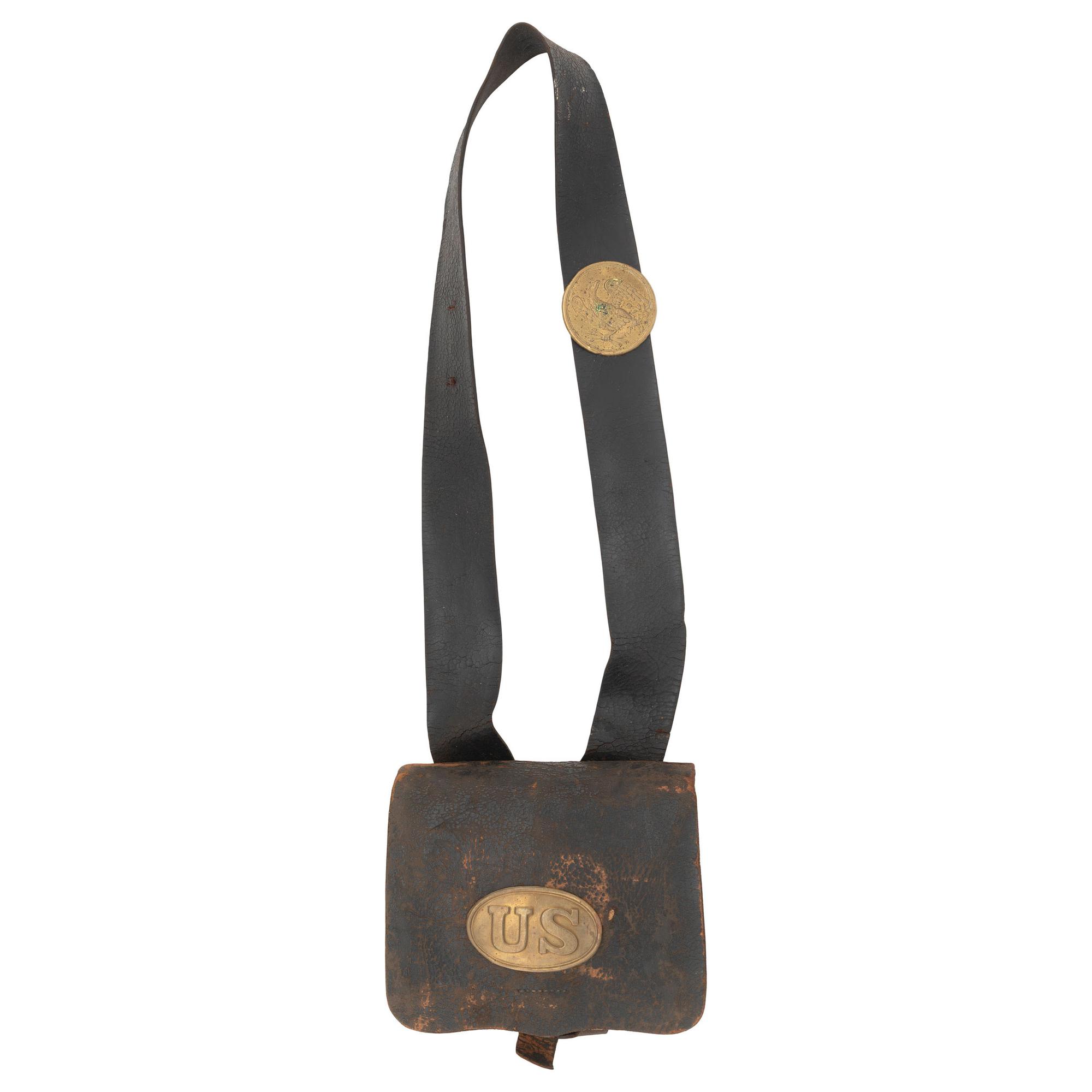 US Pattern 1861 .69 Caliber Round Ball Cartridge Box with Sling and Both Plates