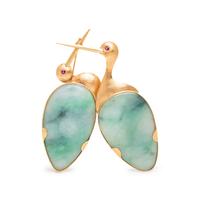 JADE AND YELLOW GOLD CRANE BROOCH