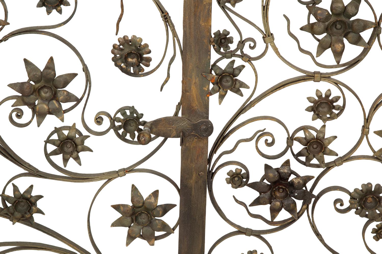 A Pair of Bronze Fireplace Gates from a Maurice Fatio-Designed Palm Beach House