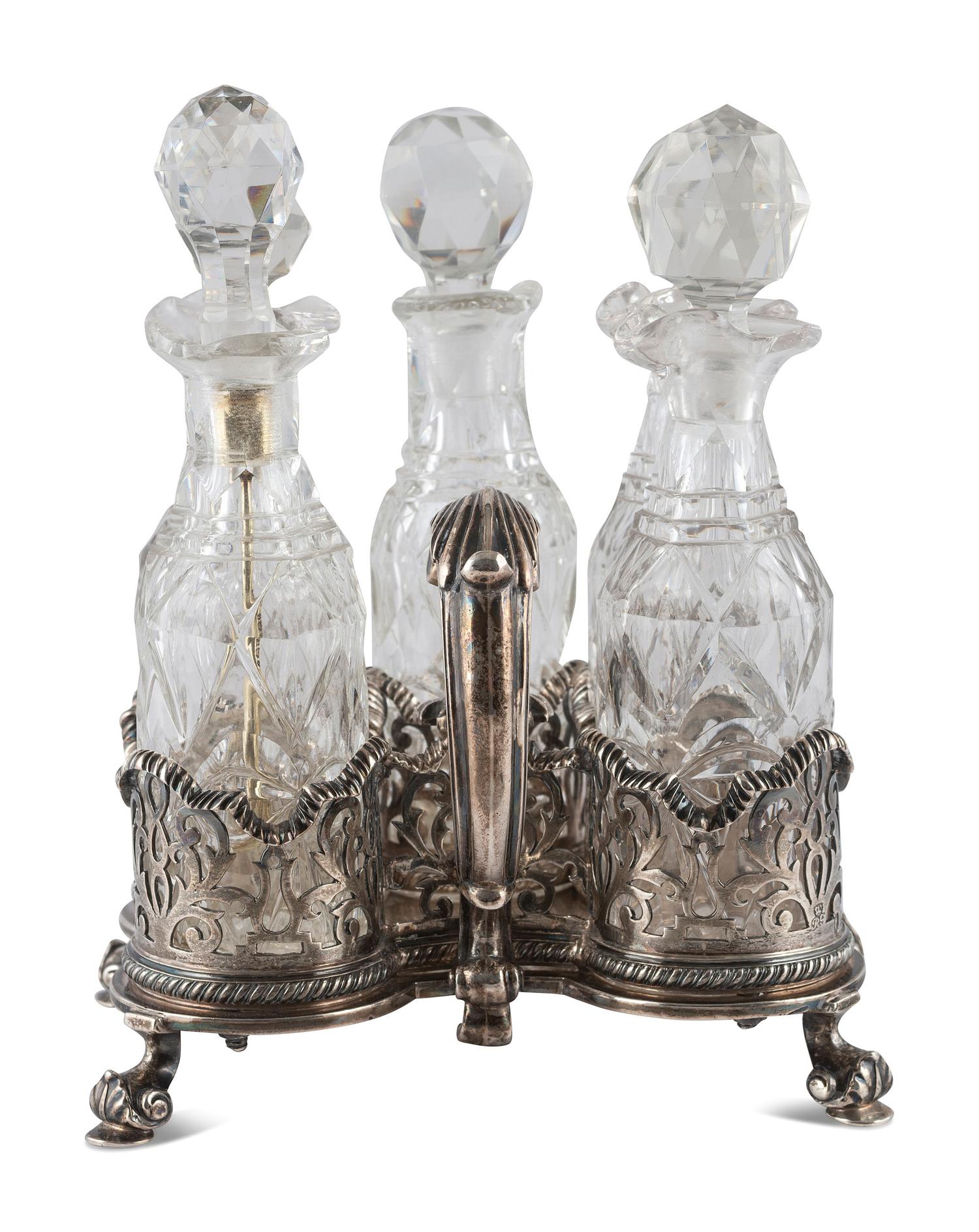 A Victorian Silver Five-Bottle Cruet Frame