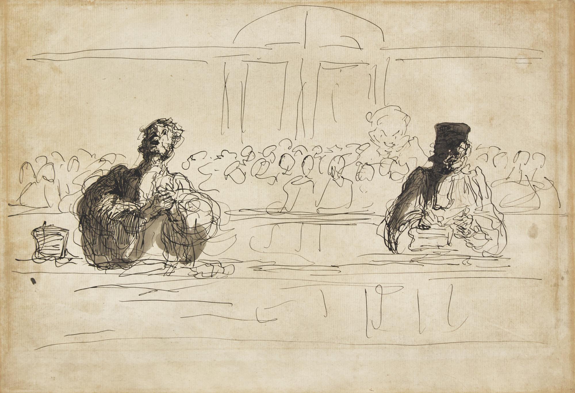 Étude de Deux Avocats (Study for 'Une Cause Célèbre')