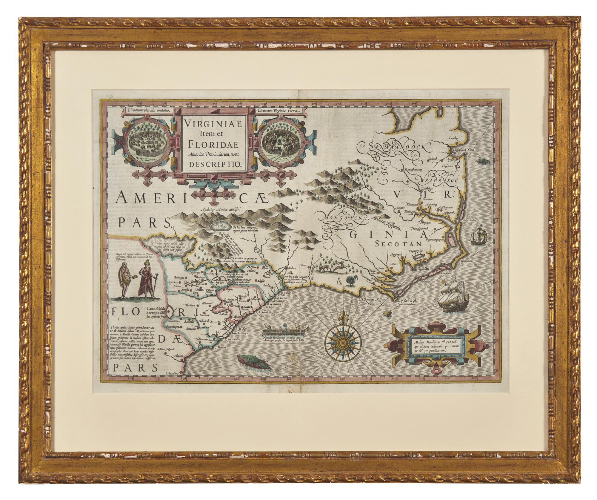 [Maps & Atlases] (Hondius, Jodocus). Virginia Item et Floridae Americae Provinciarum nova Descriptio