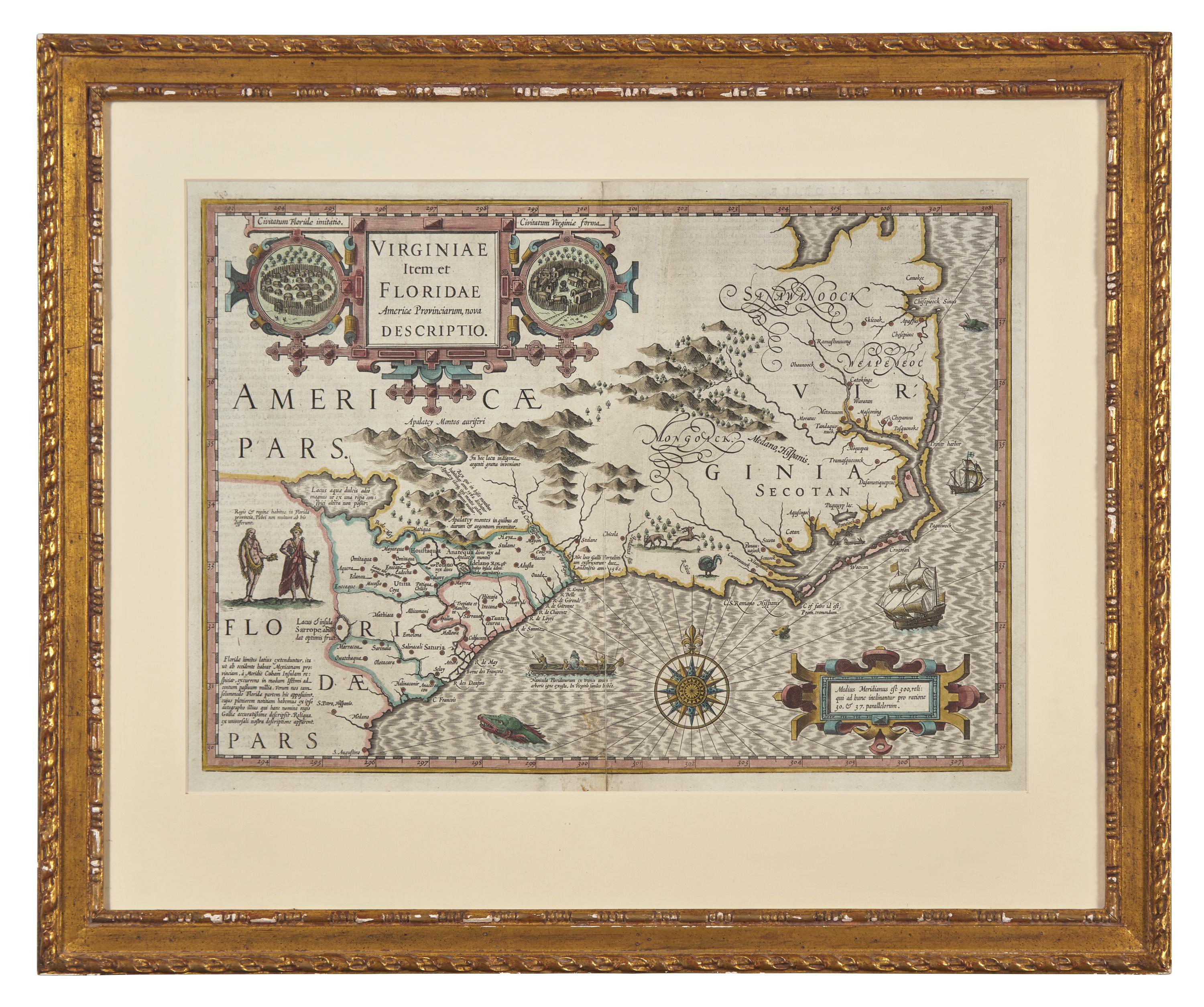 [Maps & Atlases] (Hondius, Jodocus). Virginia Item et Floridae Americae Provinciarum nova Descriptio