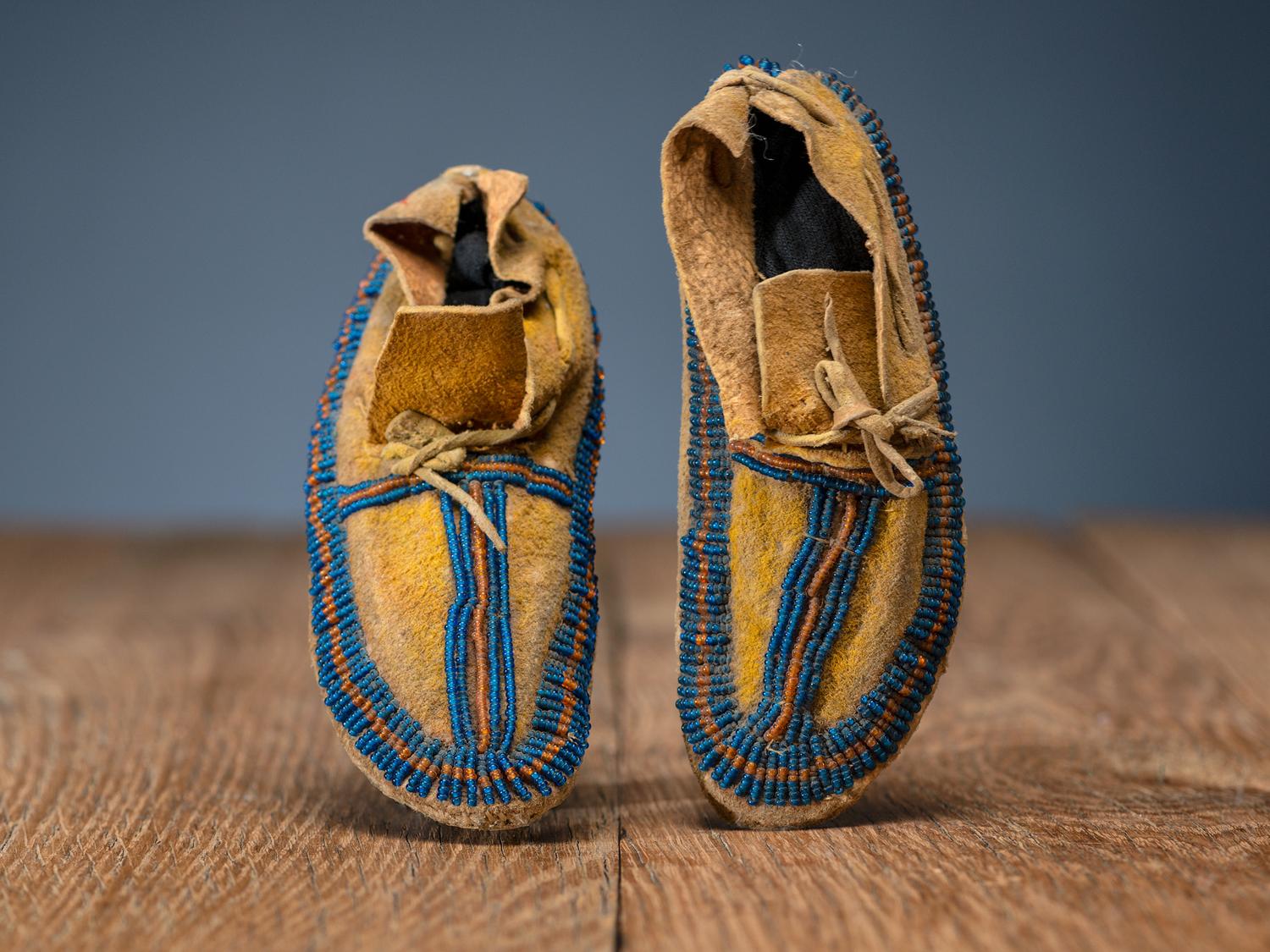 Plains Infant's Beaded Hide Moccasins