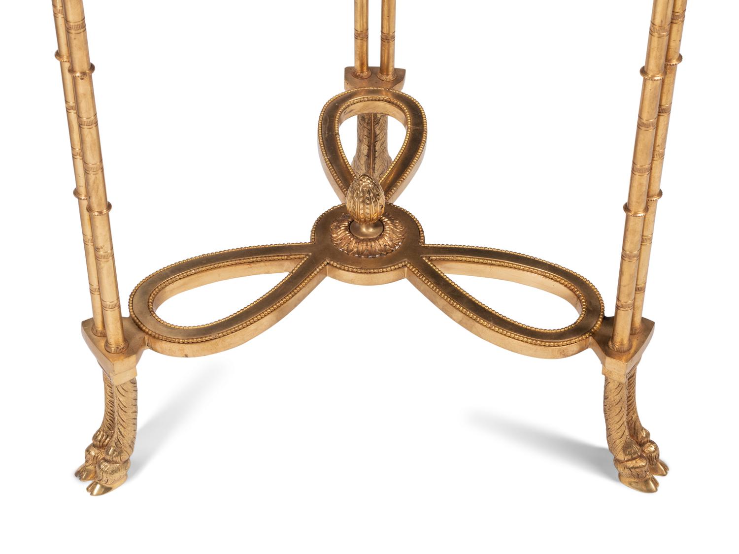 A Pair of Gilt Bronze and Pietra Dura Side Tables