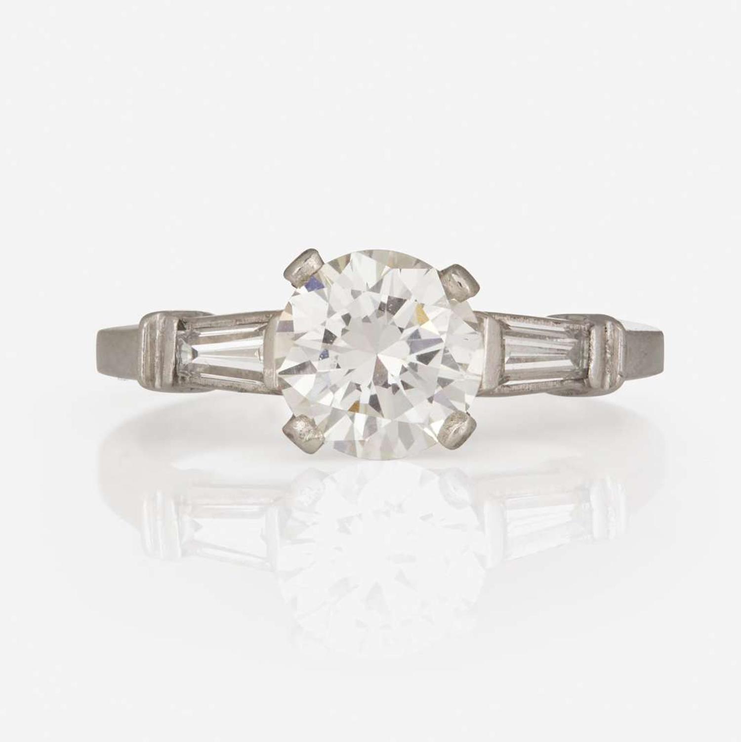 A Platinum and Diamond Ring 1.12 Carat Round Brilliant-Cut Diamond, GIA Certified