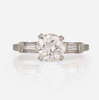 A Platinum and Diamond Ring 1.12 Carat Round Brilliant-Cut Diamond, GIA Certified